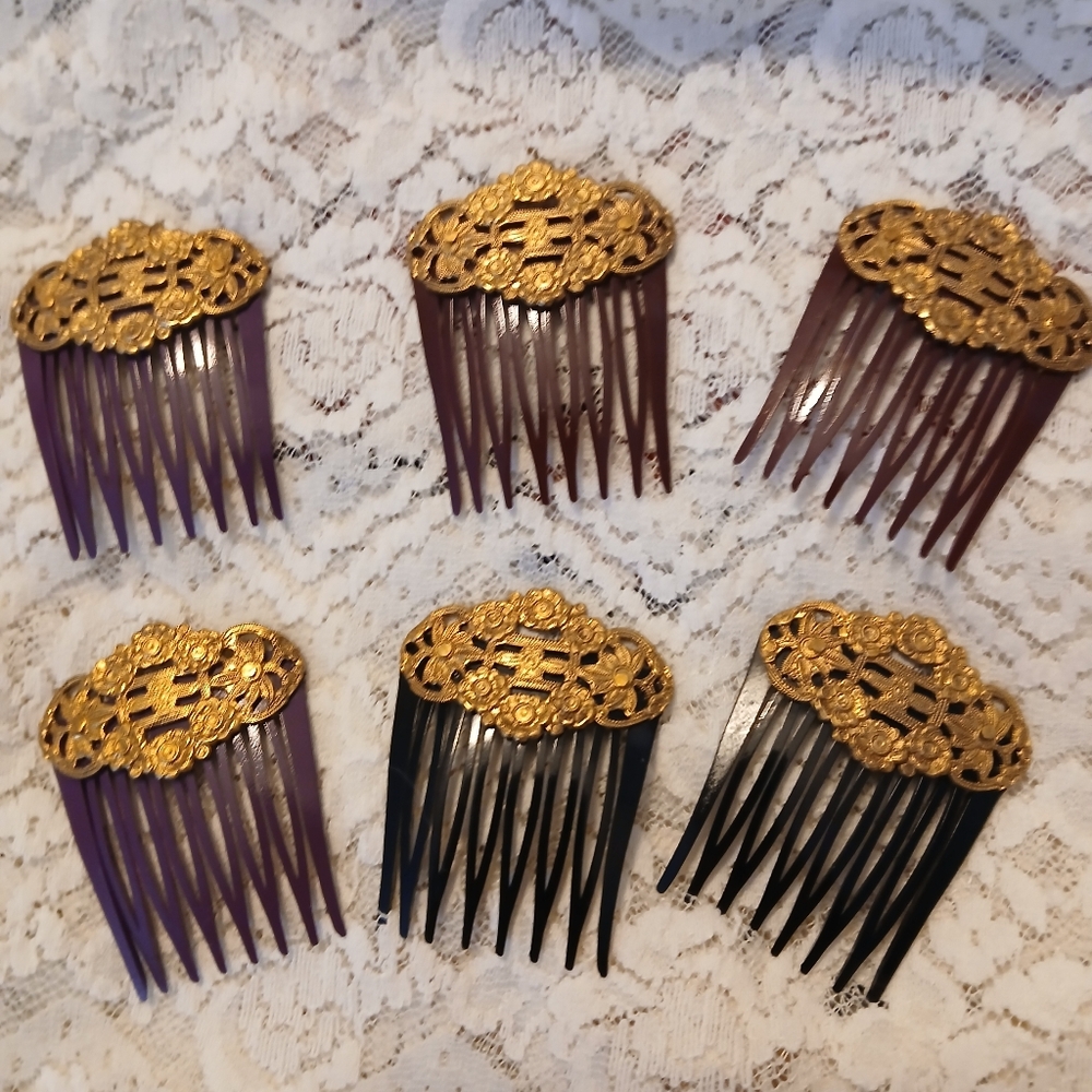 Vintage Beautiful Jools Floral Hair Combs 6 Pc Bridal 1980s - 90s